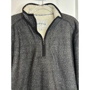 Orvis Heavy Fleece Sz XL MENS Sherpa Lined Sweater Pullover 1/4-Zip Black